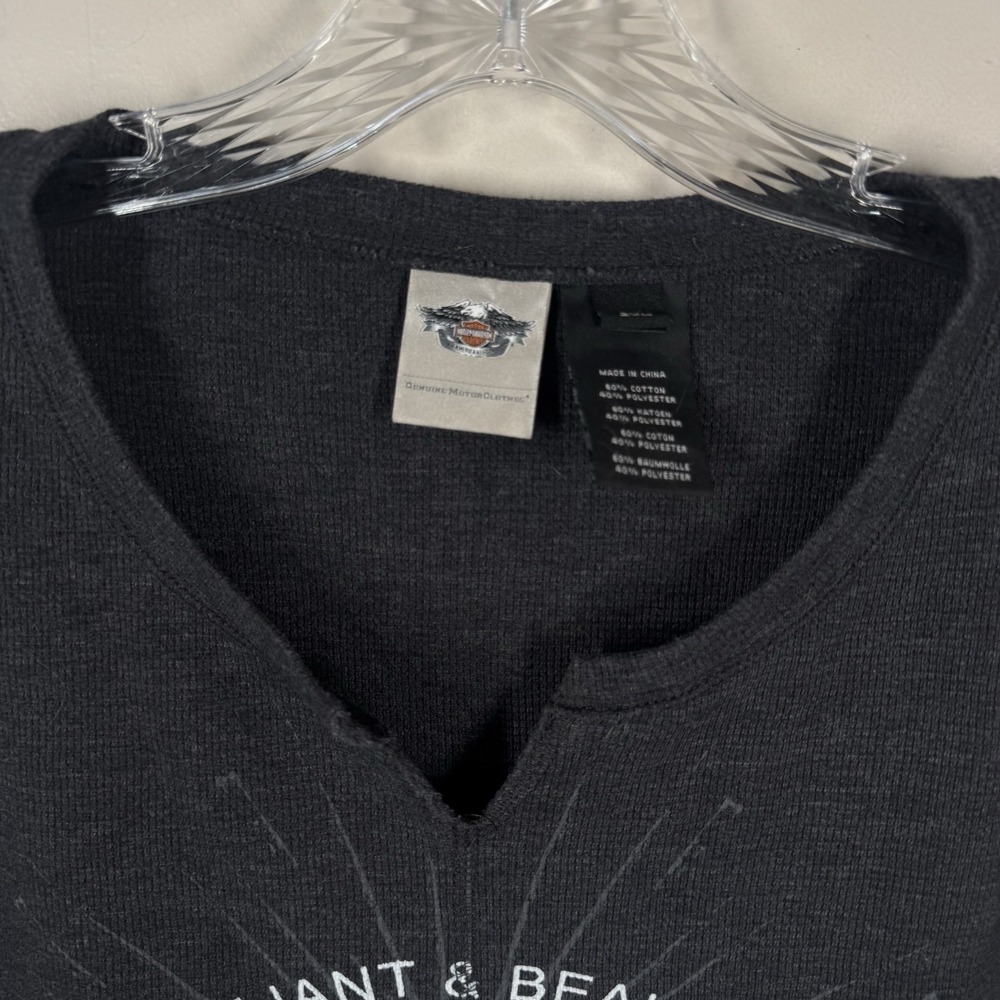 Harley Davidson Women's Sz 2X Long Sleeve Waffle Knit Thermal T Shirt Bike Y2K - Picture 3 of 16